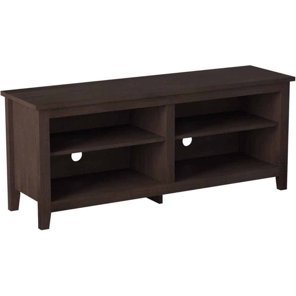 Walker Edison Wren Classic 4 Cubby TV Stand for TVs up to 65 Inches, 58 Inch, Black(Espresso)